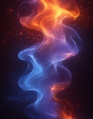 Abstract swirling blue and orange energy.