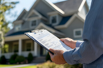 Naklejka premium Home Inspection Report and Two-Story House