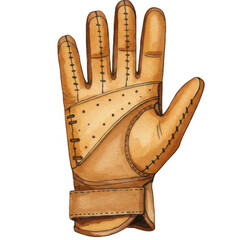 Obraz premium Vintage Leather Goalkeeper Glove Illustration Digital Art Transparent Background Sports Environment Side View Art Concept for SEO Impact