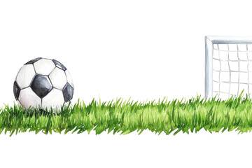 Watercolor Close-Up of Soccer Field Corner