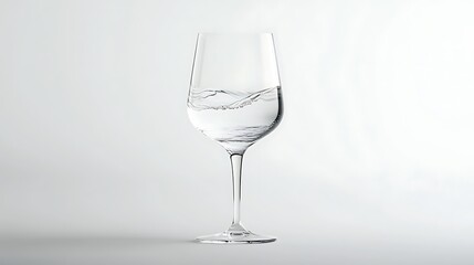 20. A glass of water with clear liquid and subtle ripples on the surface, standing alone on a white background
