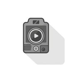 Flat Modern Icon of a Video Camera Isolated on Transparent Background