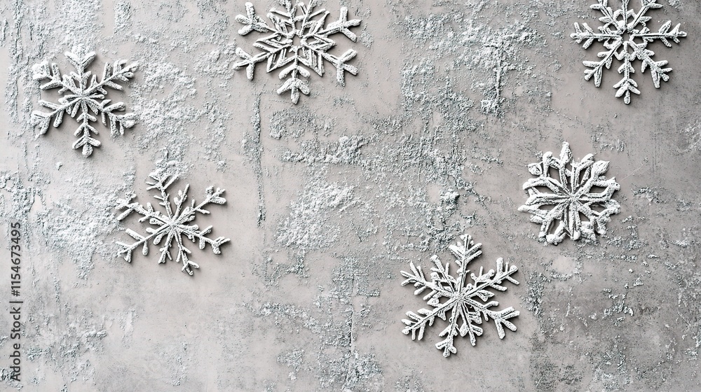 Poster minimalist snowflake patterns on soft grey background for design