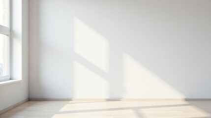 Sunlit Empty Room with White Walls and Light Wood Floor Ideal for Interior Design Mockup