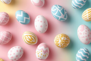 Obraz premium Vibrant and Colorful Easter Eggs are Beautifully Decorated, showcasing the Joyous Spring Celebration, representing Togetherness, Happiness, and the Spirit of the Radiant Season filled with life