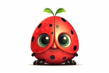 Cute cartoon ladybug with big eyes.