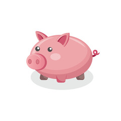 Pink piggy bank isolated flat vector illustration on white background