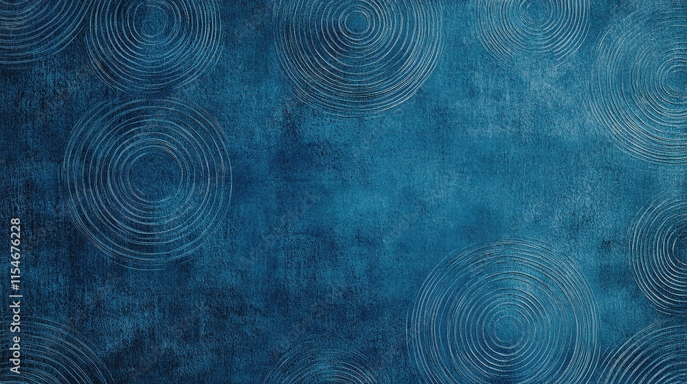 Poster textured blue background with circular lines creating seamless design