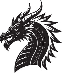 Dragon head silhouette with white background