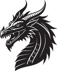 Dragon head silhouette with white background