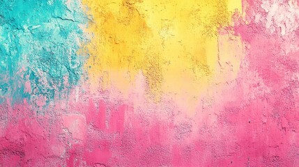 Obraz premium Vivid Pink Yellow Turquoise Gradient with Textured Noisy Appearance