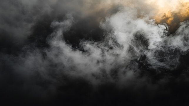 2. A close-up of industrial smoke drifting in the air, with a dark and polluted sky overhead