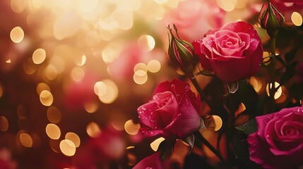 Valentine's Day or Wedding Background with Beautiful Roses. Concept for a romantic party invitation or love message. Premium and luxurious Ai-Generative.