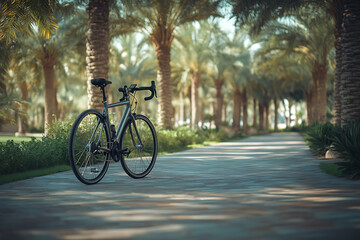 Fototapeta premium Stylish Bike in a Palm Tree Lined Park