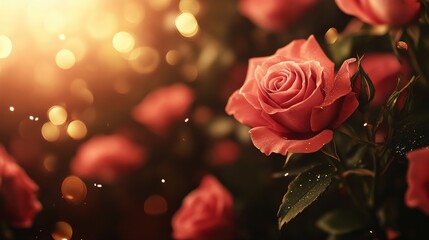 Valentine's Day or Wedding Background with Beautiful Roses. Concept for a romantic party invitation or love message. Premium and luxurious Ai-Generative.
