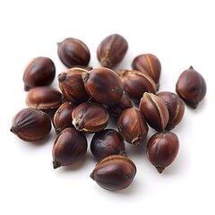 Fototapeta premium Fresh date palm fruits isolated on white background. Top view. Flat lay.