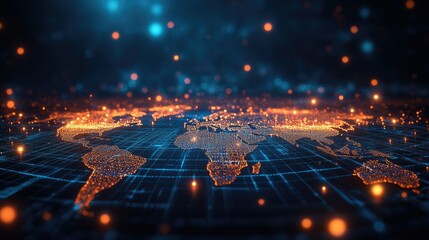 Fototapeta premium Global Network: A Digital World Map
