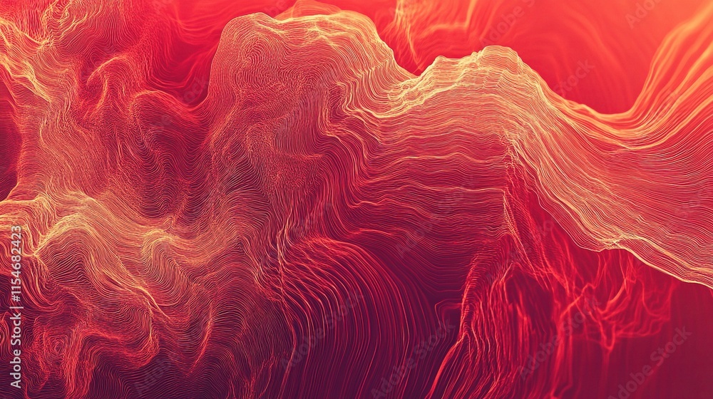 Poster red abstract background with flowing wave patterns for design use