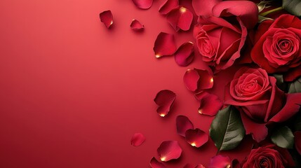Fototapeta premium Valentine's Day or Wedding Background with Beautiful Roses. Concept for a romantic party invitation or love message. Premium and luxurious Ai-Generative.