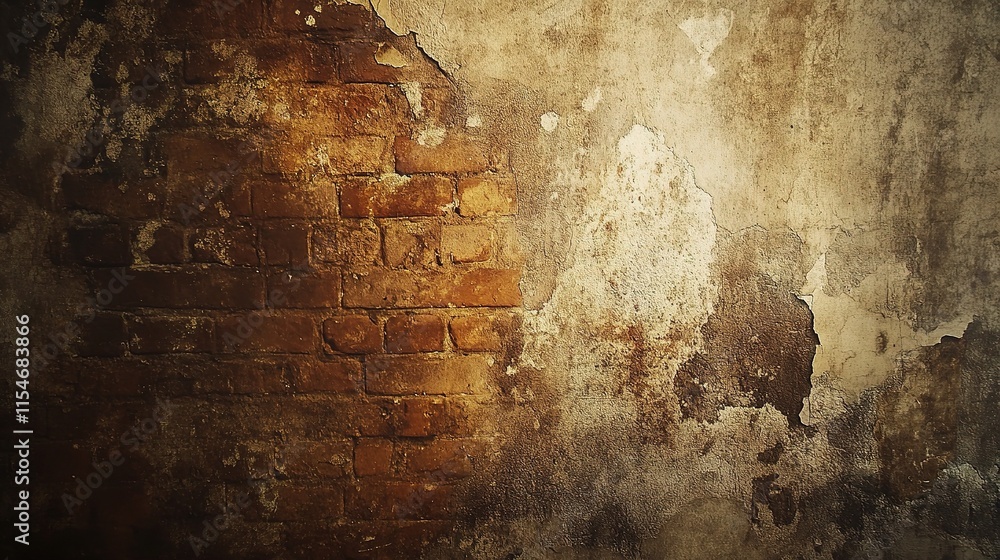 Poster aged brick wall with stains and textures in rustic background