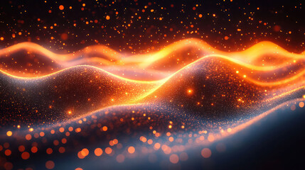 A Vibrant Wave Of Glowing Particles Creating Dynamic Abstract Visual Effect Background