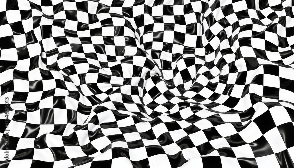Aufkleber twisted black and white checkered patterns with a glossy finish in a playful style
