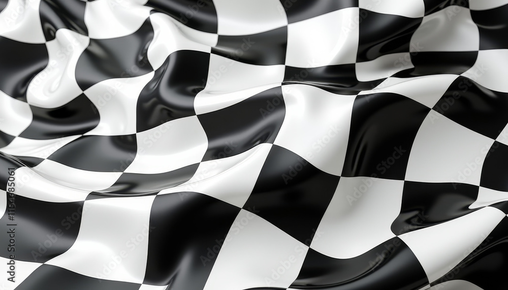 Poster rippled black and white checkered patterns with a modern twist on a classic design