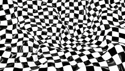 Obraz premium Twisted black and white checkered patterns with a glossy finish in a playful style