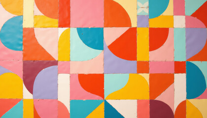 Colorful distorted checkered patterns with playful geometric shapes in a modern style
