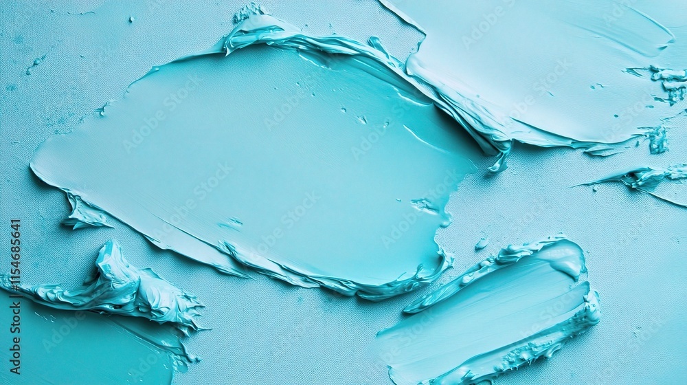 Poster vibrant abstract cyan painted background with random brush strokes