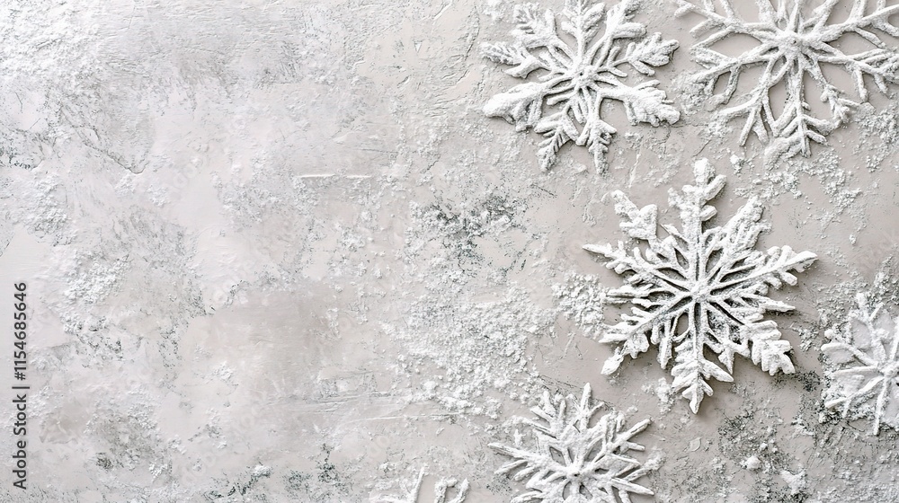 Poster minimalist snowflake patterns on soft grey background for design use