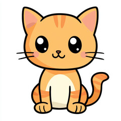 Cute and Playful Cartoon Cat Character with Orange Stripes and Big Eyes, Perfect for Children's Illustrations and Pet-Themed Designs