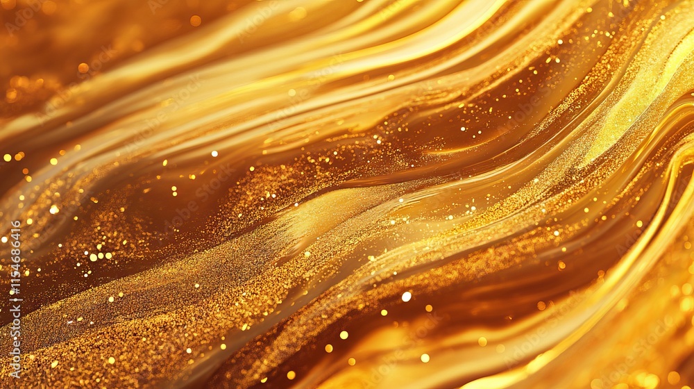 Poster abstract gold background with elegant wave motion texture, luxurious metallic design perfect for mod