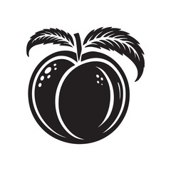 Peach Silhouette Vector Illustration, Solid White Background.