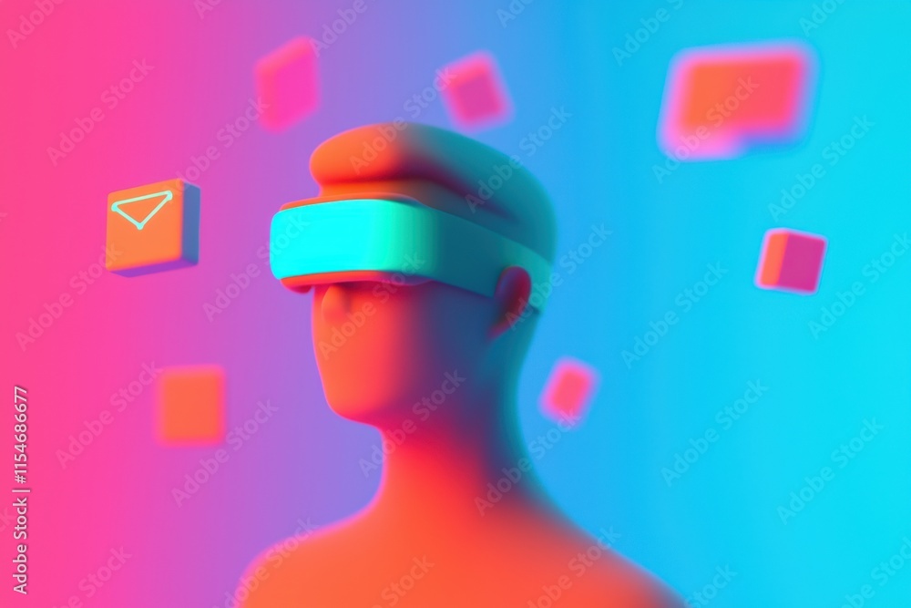 Poster exploring virtual reality experiences digital space 3d visualization futuristic environment conceptu