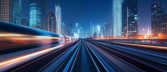 Illustration of a bustling city at night
