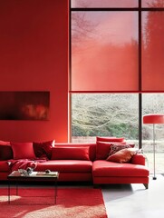 Red Living Room Modern Sectional Sofa and Window