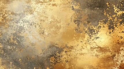 Gold grunge texture with distressed effect - abstract patina background in vintage luxury style - elegant gold wall texture for design and creative projects - vector illustration