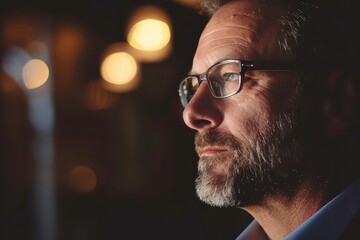 Fototapeta premium Profile of a Leader in Soft Ambient Lighting