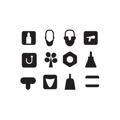 Black silhouette flat icon set isolated Different shapes  vector style with white background