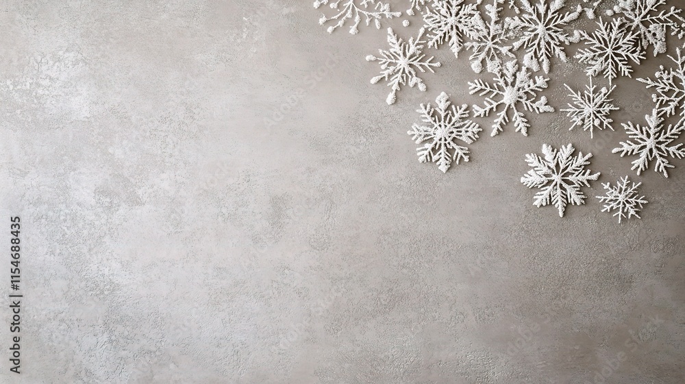 Poster minimalist snowflake patterns on soft grey background