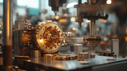 Naklejka premium Precision Engineering: A Close-Up of Industrial Machinery
