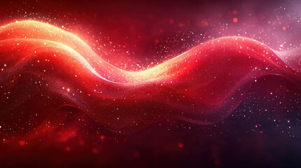 Abstract curved red shape on red background with lighting effect and copy space for text. Luxury design style. Vector illustration 