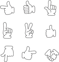 Fototapeta premium Sets of hands icons. Line drawing. Vector Illustration.