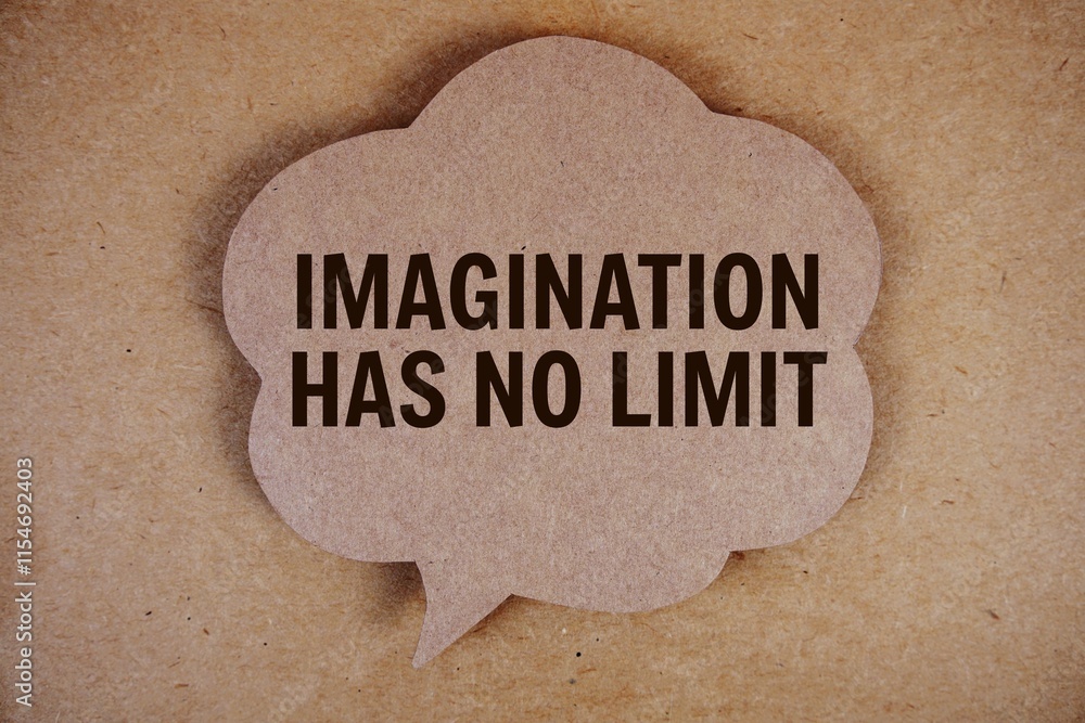 Poster imagination has no limit text with speech bubble on paper craft background