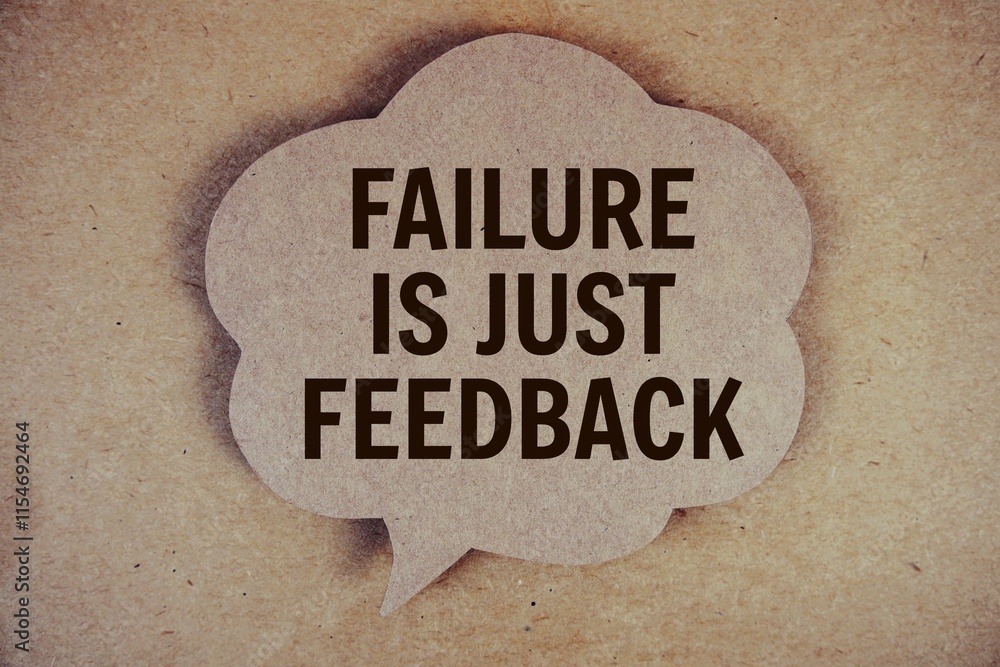Poster failure is just feedback text with speech bubble on paper craft background