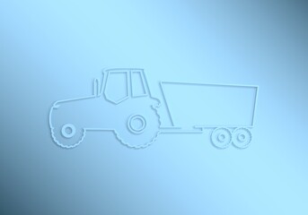 Agricultural machinery. Vehicle for field farm work. Industrial tractor transport icon. 3D render