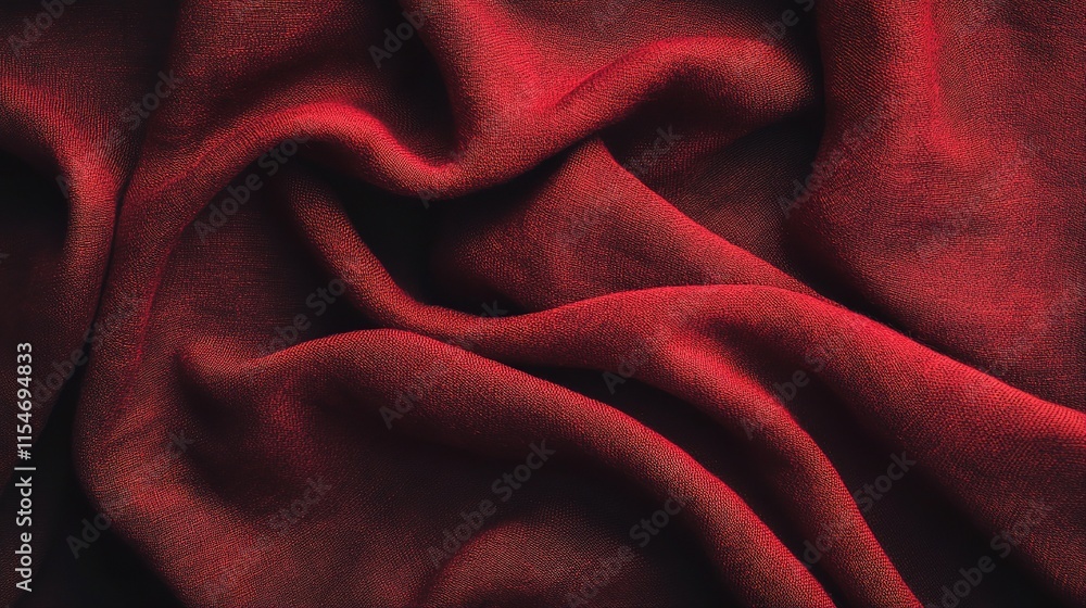 Poster subtle minimalist fabric background with textures in deep red shade