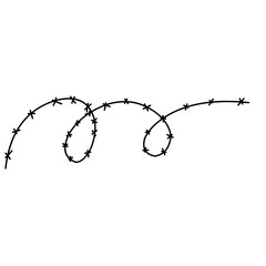 Doodle vector icon of barbed wire. Isolated on white background