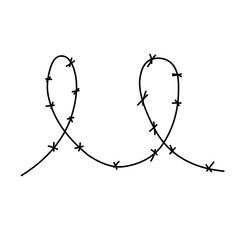 Doodle vector icon of barbed wire. Isolated on white background